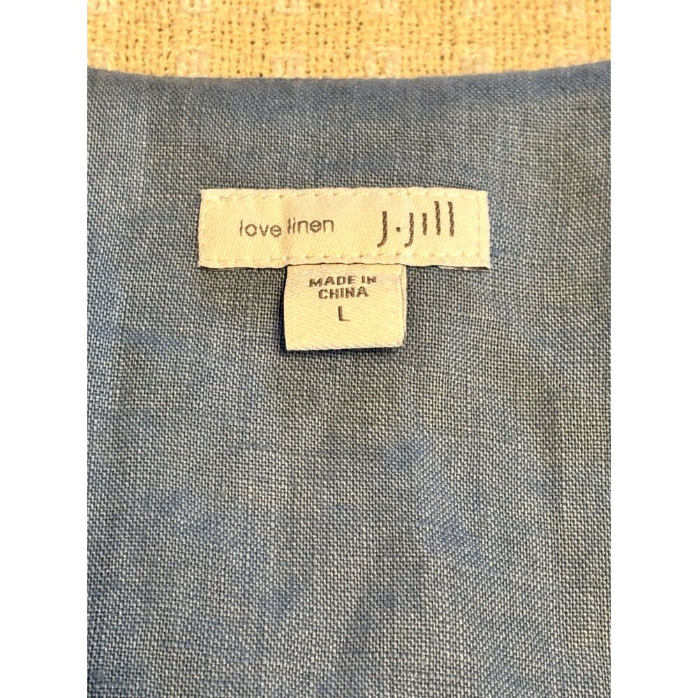 J.Jill Love Linen Blue Sleeveless Dress Size L 100% Linen Shift Midi Casual - Picture 7 of 8